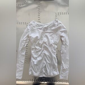 Athleta White Long-Sleeve V-Neck Top